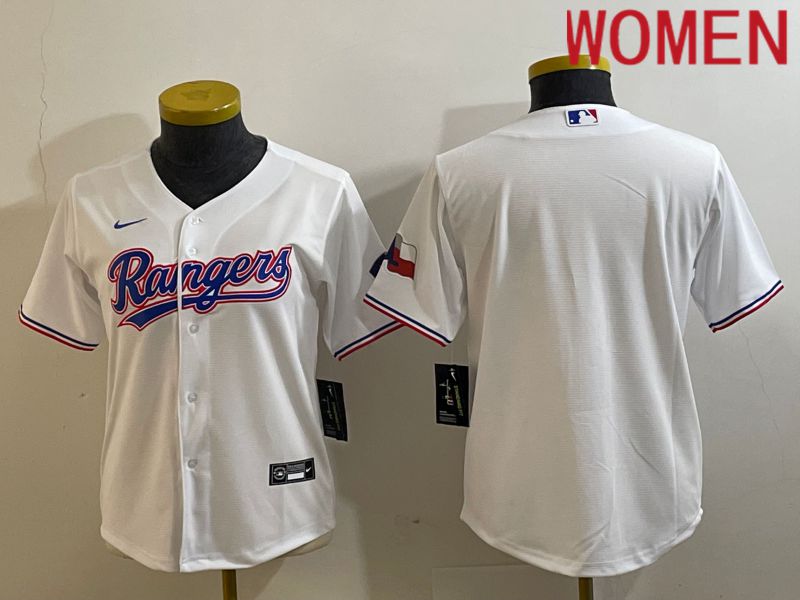 Women Texas Rangers Blank White Game Nike 2023 MLB Jersey style 1->women mlb jersey->Women Jersey